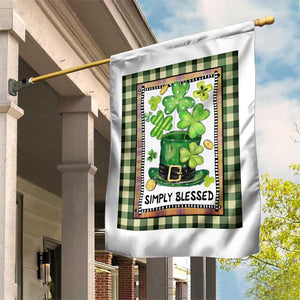St Patricks Day Simply Blessed Garden Flag Lucky Shamrock Leprechaun Green Buffalo Plaid TS02 Print Your Wear