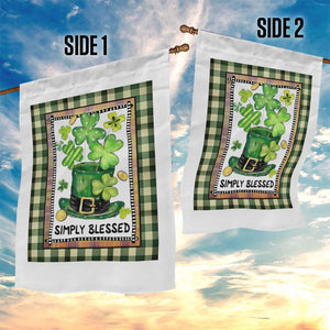 St Patricks Day Simply Blessed Garden Flag Lucky Shamrock Leprechaun Green Buffalo Plaid TS02 Print Your Wear
