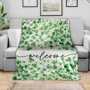 Lucky Shamrocks Welcome Throw Blanket Green Clovers St. Patrick's Day Minimalist TS02 Print Your Wear