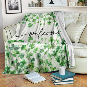 Lucky Shamrocks Welcome Throw Blanket Green Clovers St. Patrick's Day Minimalist TS02 Print Your Wear