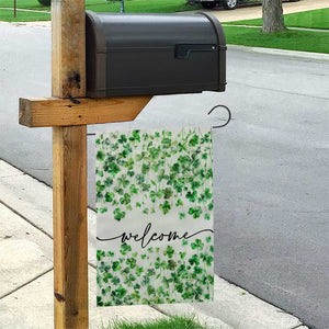 Lucky Shamrocks Welcome Garden Flag Green Clovers St. Patrick's Day Minimalist TS02 Print Your Wear