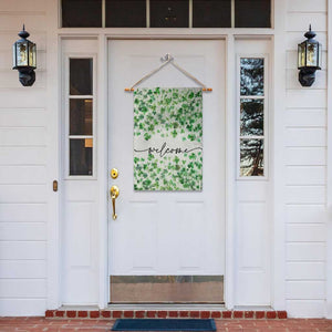 Lucky Shamrocks Welcome Garden Flag Green Clovers St. Patrick's Day Minimalist TS02 Print Your Wear