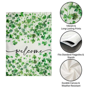 Lucky Shamrocks Welcome Garden Flag Green Clovers St. Patrick's Day Minimalist TS02 Print Your Wear