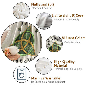 Celtic Knot Trinity Throw Blanket Happy St Patricks Day Lucky Shamrocks TS02 Print Your Wear