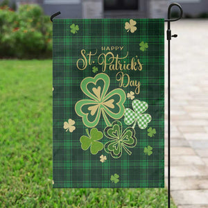 Green Buffalo Plaid Shamrock Garden Flag Happy St. Patrick's Day Irish Home Yard Decoration TS02 Print Your Wear