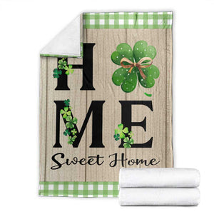 St Patricks Day Home Sweet Home Throw Blanket Lucky Shamrock Buffalo Plaid Holiday Yard Decor TS02 Sand Print Your Wear