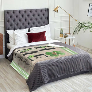 St Patricks Day Home Sweet Home Throw Blanket Lucky Shamrock Buffalo Plaid Holiday Yard Decor TS02 Print Your Wear