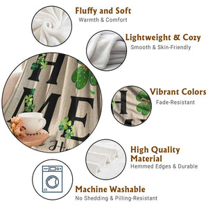 St Patricks Day Home Sweet Home Throw Blanket Lucky Shamrock Buffalo Plaid Holiday Yard Decor TS02 Print Your Wear