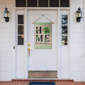 St Patricks Day Home Sweet Home Garden Flag Lucky Shamrock Buffalo Plaid Holiday Yard Decor TS02 Print Your Wear