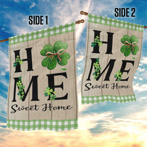 St Patricks Day Home Sweet Home Garden Flag Lucky Shamrock Buffalo Plaid Holiday Yard Decor TS02 Print Your Wear