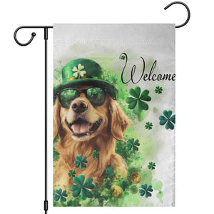 Lucky Golden Retriever Welcome Garden Flag Happy St Patricks Day TS02 White Print Your Wear