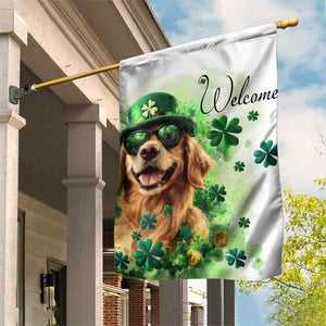 Lucky Golden Retriever Welcome Garden Flag Happy St Patricks Day TS02 Print Your Wear