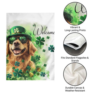 Lucky Golden Retriever Welcome Garden Flag Happy St Patricks Day TS02 Print Your Wear