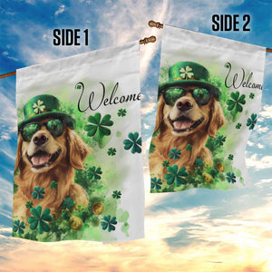 Lucky Golden Retriever Welcome Garden Flag Happy St Patricks Day TS02 Print Your Wear
