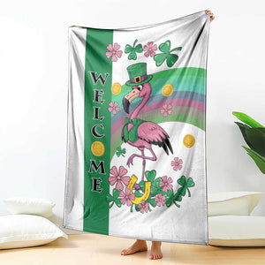 St Patricks Day Flamingo Welcome Throw Blanket Lucky Shamrock Leprechaun TS02 Print Your Wear