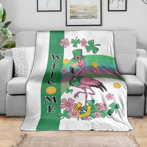 St Patricks Day Flamingo Welcome Throw Blanket Lucky Shamrock Leprechaun TS02 Print Your Wear