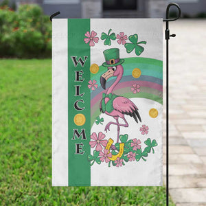 St Patricks Day Flamingo Welcome Garden Flag Lucky Shamrock Leprechaun TS02 Print Your Wear