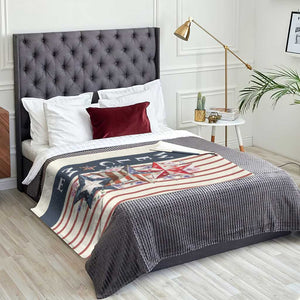 American Patriotic Welcome Throw Blanket US Flag Red White & Blue Stars, Rustic 4th of July Outdoor Decor TS02 Print Your Wear