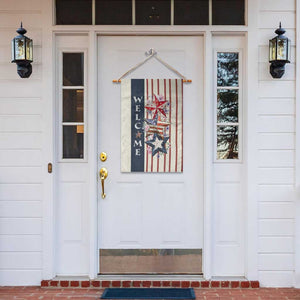 American Patriotic Welcome Garden Flag US Flag Red White & Blue Stars, Rustic 4th of July Outdoor Decor TS02 Print Your Wear
