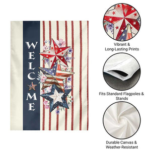 American Patriotic Welcome Garden Flag US Flag Red White & Blue Stars, Rustic 4th of July Outdoor Decor TS02 Print Your Wear