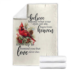 Spiritual Cardinal Throw Blanket Signs from Heaven Memorial Remembrance and Love TS02 Sand Print Your Wear