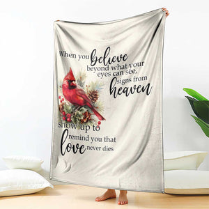 Spiritual Cardinal Throw Blanket Signs from Heaven Memorial Remembrance and Love TS02 Print Your Wear
