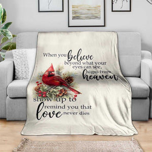 Spiritual Cardinal Throw Blanket Signs from Heaven Memorial Remembrance and Love TS02 Print Your Wear