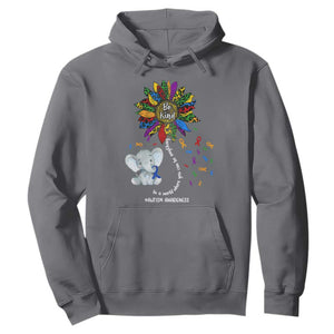 Autism Awareness Elephant Hoodie In A World Where You Can Be Anything Be Kind Colorful Sunflower Ribbon TS02 Charcoal Printyourwear