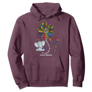 Autism Awareness Elephant Hoodie In A World Where You Can Be Anything Be Kind Colorful Sunflower Ribbon TS02 Maroon Printyourwear