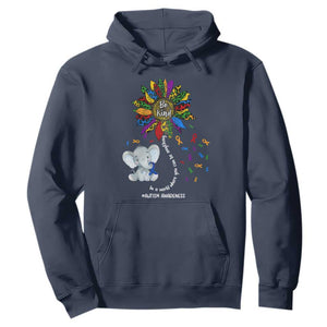 Autism Awareness Elephant Hoodie In A World Where You Can Be Anything Be Kind Colorful Sunflower Ribbon TS02 Navy Printyourwear