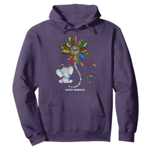 Autism Awareness Elephant Hoodie In A World Where You Can Be Anything Be Kind Colorful Sunflower Ribbon TS02 Purple Printyourwear