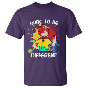 Autism Acceptance T Shirt Dare To Be Different Love Support Autistic Boys TS02 Purple Printyourwear