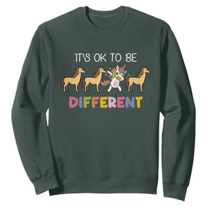Unicorn Autism Sweatshirt Acceptance It's Ok To Be Different TS02 Dark Forest Green Printyourwear