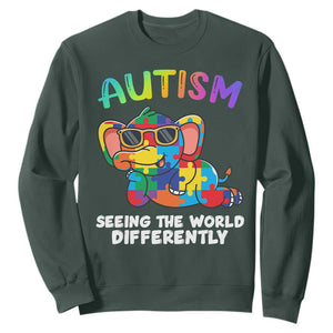 Autism Awareness Elephant Sweatshirt Seeing The World Differently Spectrum Puzzle Piece TS02 Dark Forest Green Printyourwear
