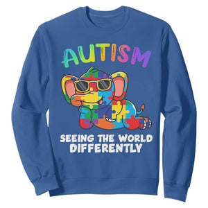 Autism Awareness Elephant Sweatshirt Seeing The World Differently Spectrum Puzzle Piece TS02 Royal Blue Printyourwear