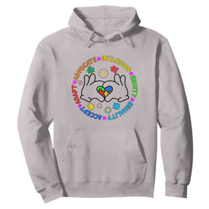 Autism Acceptance Hoodie Accept Adapt Advocate Inclusion Equity Equality TS02 Ice Gray Printyourwear
