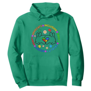 Autism Acceptance Hoodie Accept Adapt Advocate Inclusion Equity Equality TS02 Irish Green Printyourwear