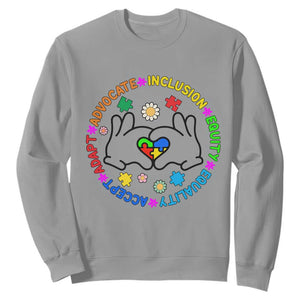 Autism Acceptance Sweatshirt Accept Adapt Advocate Inclusion Equity Equality TS02 Sport Gray Printyourwear