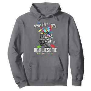Autism Awareness Hoodie A Different Type Of Awesome Butterfly Puzzle Pieces TS02 Charcoal Printyourwear