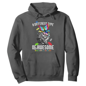 Autism Awareness Hoodie A Different Type Of Awesome Butterfly Puzzle Pieces TS02 Dark Heather Printyourwear