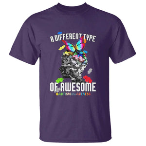Autism Awareness T Shirt A Different Type Of Awesome Butterfly Puzzle Pieces TS02 Purple Printyourwear