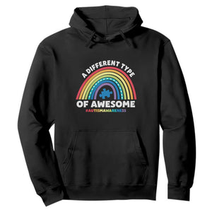 Autism Awareness Hoodie A Different Type Of Awesome Rainbow Puzzle Piece TS02 Black Printyourwear