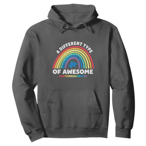 Autism Awareness Hoodie A Different Type Of Awesome Rainbow Puzzle Piece TS02 Dark Heather Printyourwear