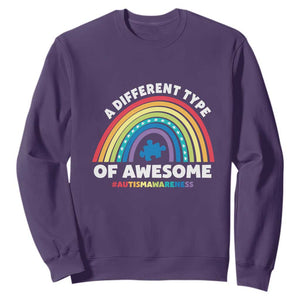 Autism Awareness Sweatshirt A Different Type Of Awesome Rainbow Puzzle Piece TS02 Purple Printyourwear