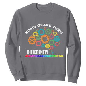 Autism Awareness Sweatshirt Some Gears Turn Differently Acceptance Neurodiversity Brain Gear TS02 Charcoal Printyourwear