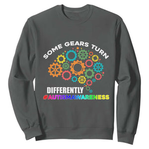 Autism Awareness Sweatshirt Some Gears Turn Differently Acceptance Neurodiversity Brain Gear TS02 Dark Heather Printyourwear