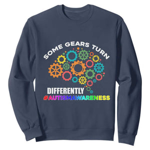 Autism Awareness Sweatshirt Some Gears Turn Differently Acceptance Neurodiversity Brain Gear TS02 Navy Printyourwear