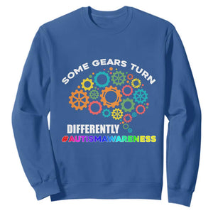 Autism Awareness Sweatshirt Some Gears Turn Differently Acceptance Neurodiversity Brain Gear TS02 Royal Blue Printyourwear