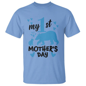 My First Mother's Day T Shirt New Mom Mama Bear Blue Baby Boy TS02 Carolina Blue Printyourwear