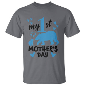 My First Mother's Day T Shirt New Mom Mama Bear Blue Baby Boy TS02 Charcoal Printyourwear